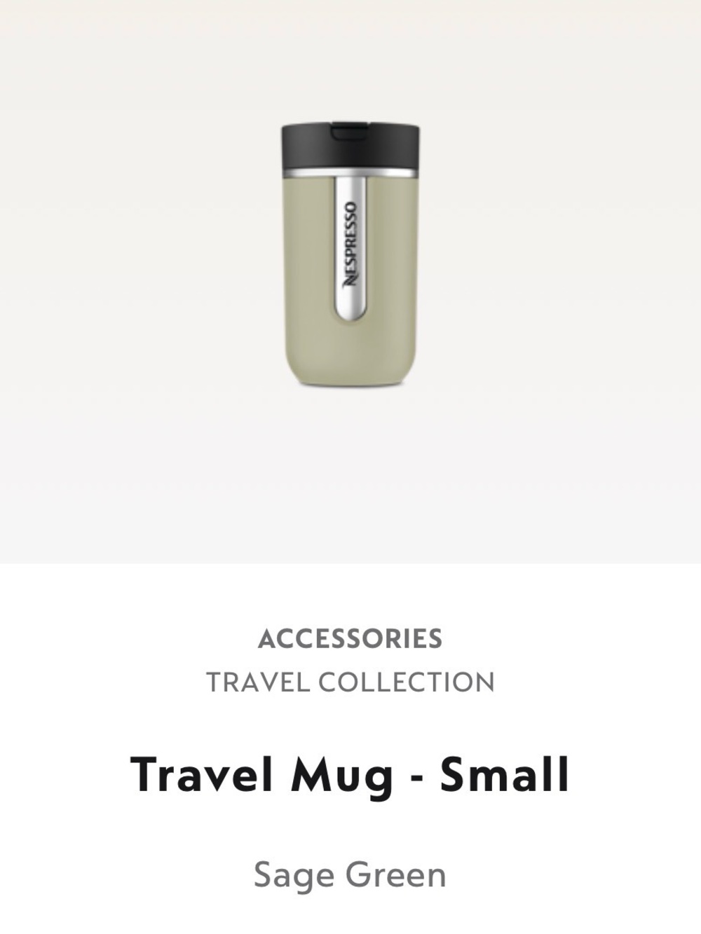 Nespresso Sage Green Travel Mug with Stainless Accent